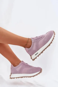 Damskie Big Star Shoes Zamszowe Sneakersy Na Platformie Damskie Big Star RR274900 HI-POLY SYSTEM Fioletowe