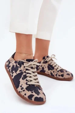 Zazoo Zamszowe Trampki Barefoot Damskie W Łaty N1120 Brązowo-Beżowe