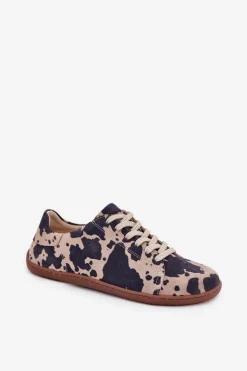 Zazoo Zamszowe Trampki Barefoot Damskie W Łaty N1120 Brązowo-Beżowe