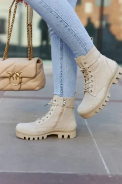 Damskie Damskie buty S.Barski Zamszowe Traperki Botki Beżowe Layden