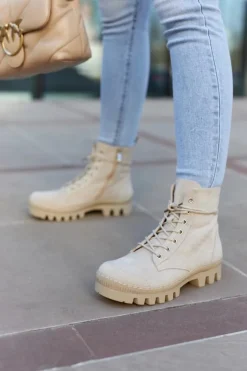 Damskie Damskie buty S.Barski Zamszowe Traperki Botki Beżowe Layden