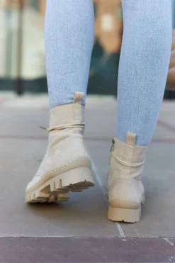 Damskie Damskie buty S.Barski Zamszowe Traperki Botki Beżowe Layden