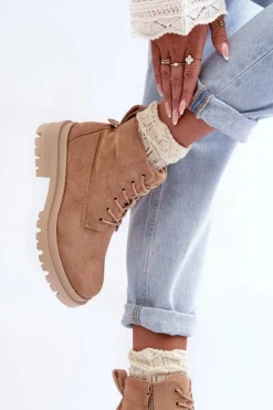 Best Boto Zamszowe Trapery Botki Ocieplane Ciemnobeżowe Alden