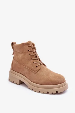 Best Boto Zamszowe Trapery Botki Ocieplane Ciemnobeżowe Alden