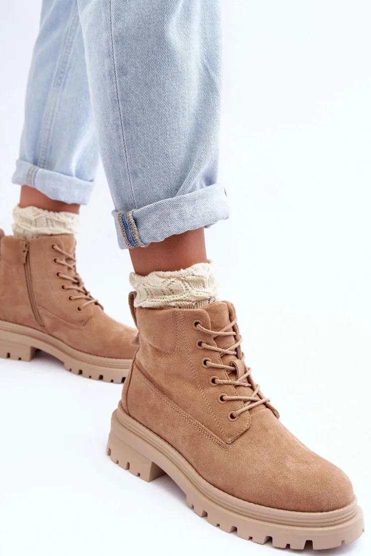 Best Boto Zamszowe Trapery Botki Ocieplane Ciemnobeżowe Alden