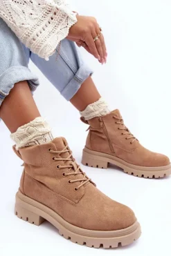 Best Boto Zamszowe Trapery Botki Ocieplane Ciemnobeżowe Alden