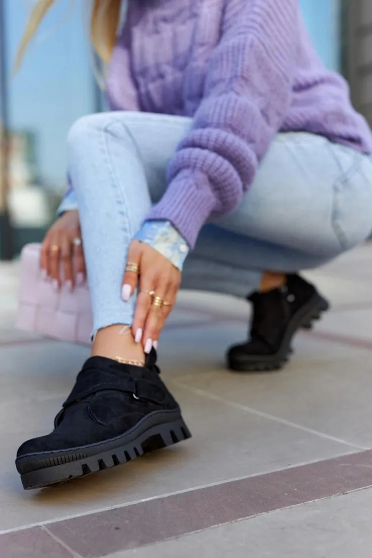 Damskie buty S.Barski Botki Wiosenne|Damskie Trapery*Zamszowe Wiosenne Botki Trapery Na Suwak Czarne Remgate