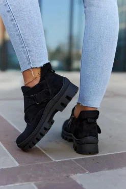 Damskie buty S.Barski Botki Wiosenne|Damskie Trapery*Zamszowe Wiosenne Botki Trapery Na Suwak Czarne Remgate