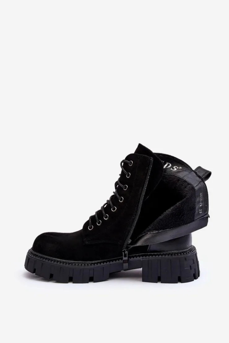 Best Boto Zamszowe Workery Botki Ocieplane Czarne Atuna