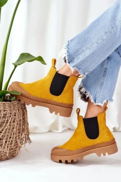 Boto Zamszowe Workery Na Platformie Żółte Come With Me