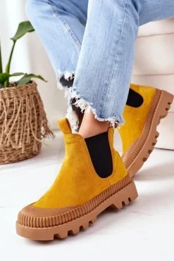 Boto Zamszowe Workery Na Platformie Żółte Come With Me