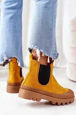 Boto Zamszowe Workery Na Platformie Żółte Come With Me