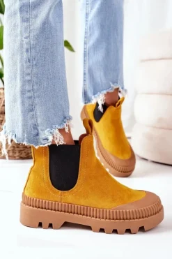 Boto Zamszowe Workery Na Platformie Żółte Come With Me