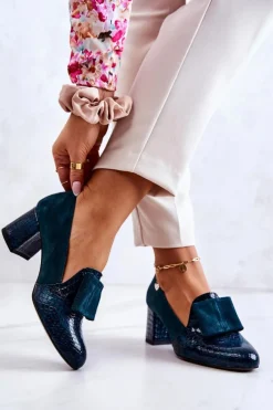 Damskie Boto Zamszowe Wężowe Czółenka Zielone Diana