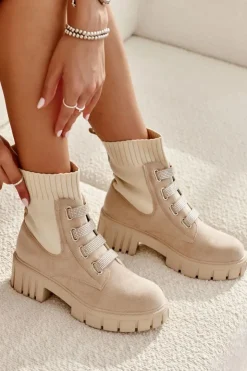 Boto Czarne Botki|Brązowe I Beżowe Botki*Zamszowe Wsuwane Botki Skarpetkowe Beżowe Hope