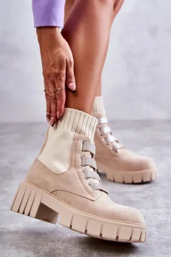 Boto Czarne Botki|Brązowe I Beżowe Botki*Zamszowe Wsuwane Botki Skarpetkowe Beżowe Hope