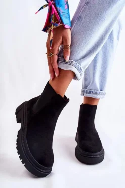 Best Boto Zamszowe Wsuwane Botki Workery Czarne Lorea