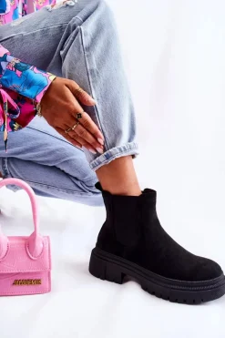 Best Boto Zamszowe Wsuwane Botki Workery Czarne Lorea