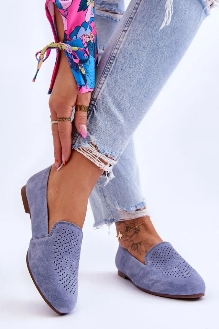 Damskie buty S.Barski Mokasyny Damskie Zamszowe*Zamszowe Wygodne Mokasyny Niebieskie Giovana