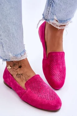 Damskie buty S.Barski Loafersy Damskie|Mokasyny Damskie Zamszowe*Zamszowe Wygodne Mokasyny Fuksja Giovana