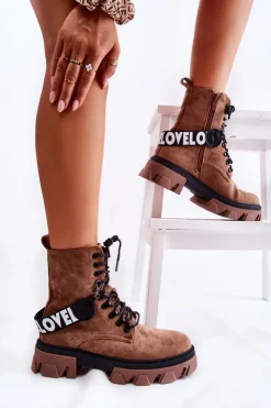 Damskie Boto Zamszowe Wysokie Botki Z Ociepleniem Brązowe Danity