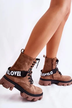 Damskie Boto Zamszowe Wysokie Botki Z Ociepleniem Brązowe Danity