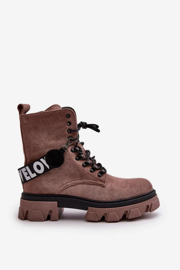 Boto Damskie Trapery|Botki Sznurowane*Zamszowe Wysokie Botki Z Ociepleniem Jasnobrązowe Danity