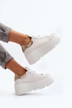 Zazoo Buty Sportowe Na Platformie*10165 Buty Sportowe Damskie Na Masywnej Platformie Białe
