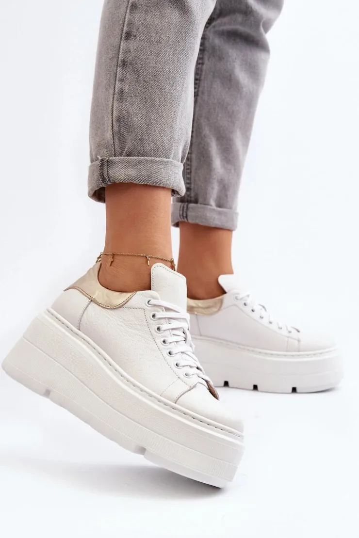 Zazoo Buty Sportowe Na Platformie*10165 Buty Sportowe Damskie Na Masywnej Platformie Białe