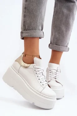 Zazoo Buty Sportowe Na Platformie*10165 Buty Sportowe Damskie Na Masywnej Platformie Białe