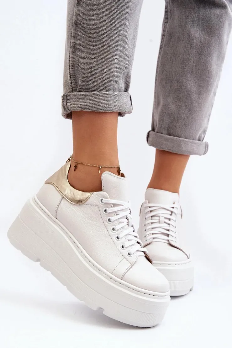 Zazoo Buty Sportowe Na Platformie*10165 Buty Sportowe Damskie Na Masywnej Platformie Białe