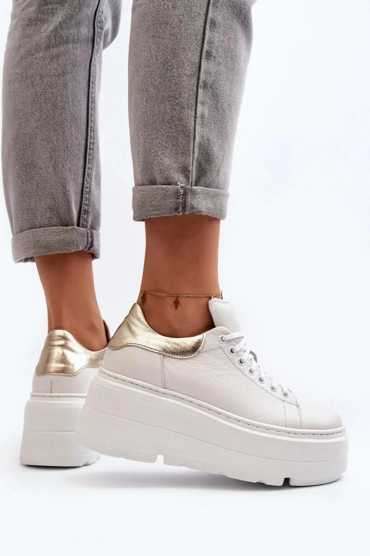 Zazoo Buty Sportowe Na Platformie*10165 Buty Sportowe Damskie Na Masywnej Platformie Białe