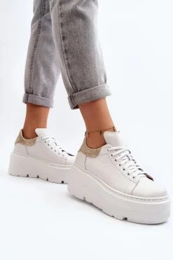 Zazoo Buty Sportowe Na Platformie*10165 Buty Sportowe Damskie Na Masywnej Platformie Białe