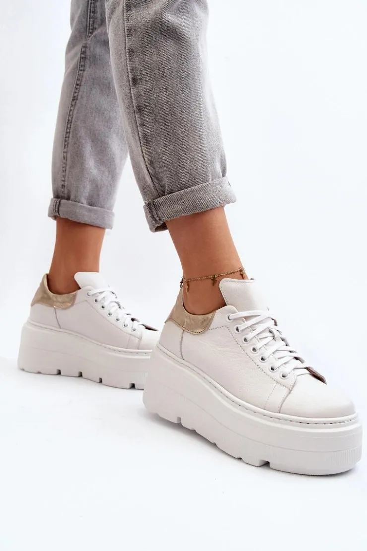 Zazoo Buty Sportowe Na Platformie*10165 Buty Sportowe Damskie Na Masywnej Platformie Białe
