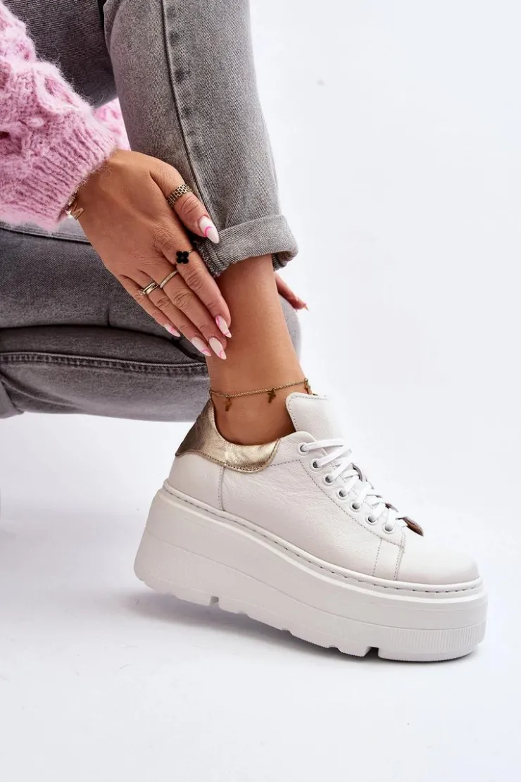 Zazoo Buty Sportowe Na Platformie*10165 Buty Sportowe Damskie Na Masywnej Platformie Białe