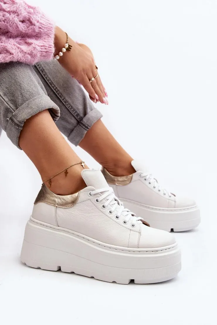 Zazoo Buty Sportowe Na Platformie*10165 Buty Sportowe Damskie Na Masywnej Platformie Białe