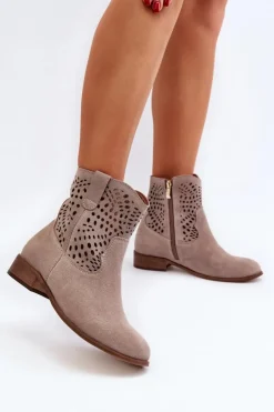 Hot Zazoo 3305/2 Damskie Ażurowe Botki Cappuccino