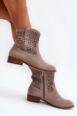 Hot Zazoo 3305/2 Damskie Ażurowe Botki Cappuccino