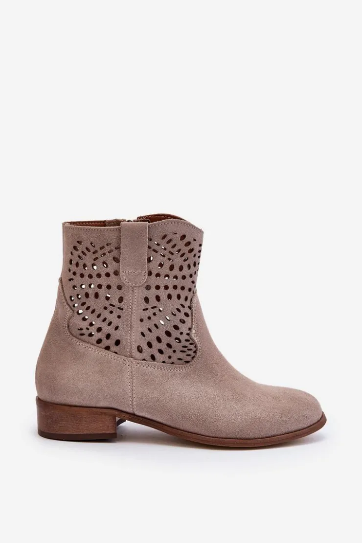 Hot Zazoo 3305/2 Damskie Ażurowe Botki Cappuccino