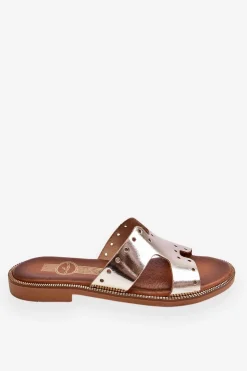 Zazoo Klapki Damskie Klasyczne*40326 Damskie Klapki Z Ozdobnymi Wycięciami Złote Złoty