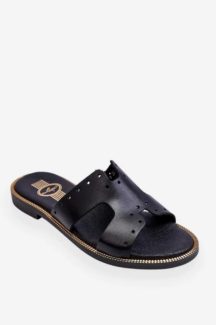 Damskie Zazoo 40326 Damskie Klapki Z Ozdobnymi Wycięciami Czarne