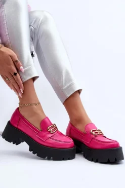 Zazoo 20164 Damskie Loafersy Ze Skóry Naturalnej Fuksja