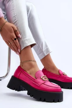 Zazoo 20164 Damskie Loafersy Ze Skóry Naturalnej Fuksja