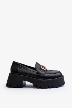 Sale Zazoo 20164 Damskie Loafersy Ze Skóry Naturalnej Czarne Czarny