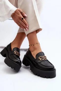 Sale Zazoo 20164 Damskie Loafersy Ze Skóry Naturalnej Czarne Czarny