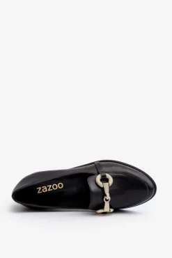 Zazoo Loafersy Damskie|Mokasyny Płaskie*2880 Damskie Mokasyny Skórzane Z Ozdobą Czarne Czarny