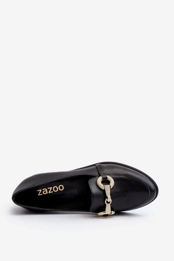 Zazoo Loafersy Damskie|Mokasyny Płaskie*2880 Damskie Mokasyny Skórzane Z Ozdobą Czarne Czarny