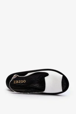 Sale Zazoo 2893 Sandały Damskie Skórzane na Grubej Podeszwie Białe Biały