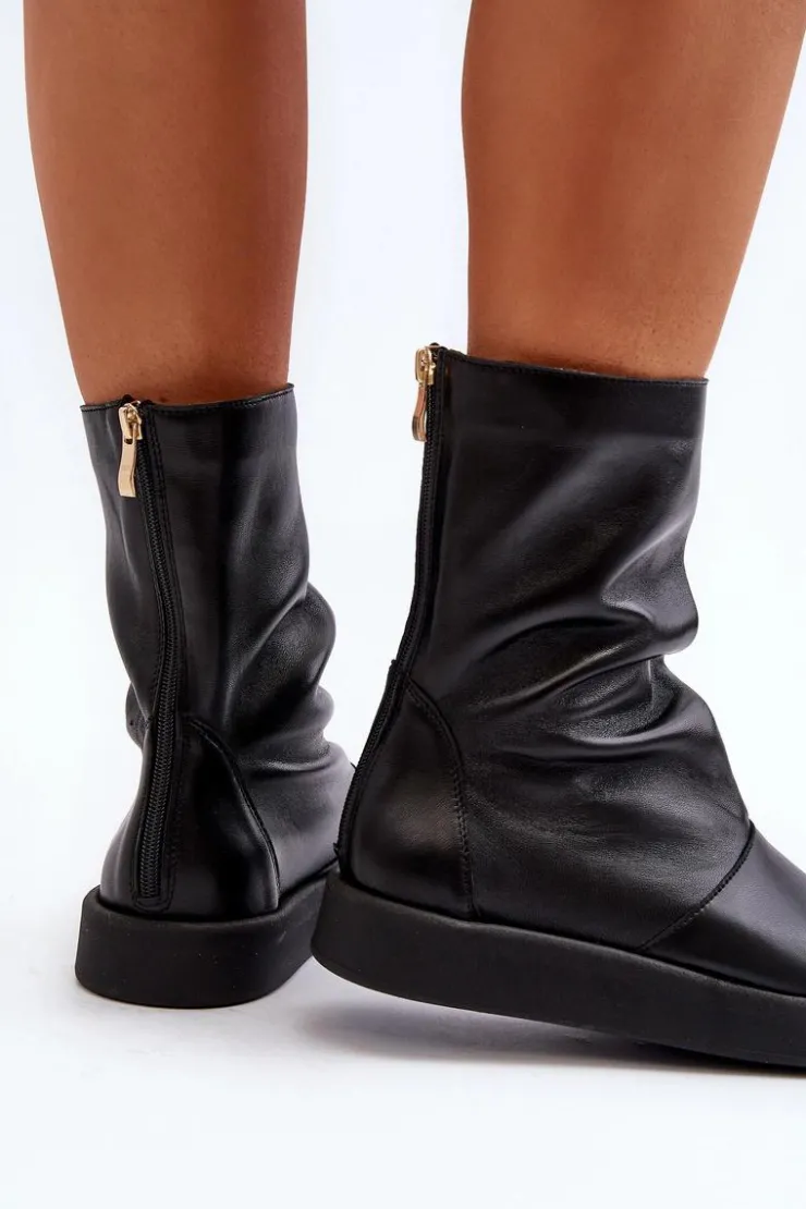 Discount Zazoo 3441 Sandały Damskie Skórzane Z Cholewka Czarne