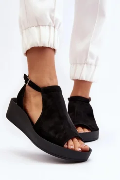 Zazoo Sandały Płaskie*2914 Sandały Damskie Zamszowe Czarne Czarny